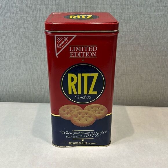Vintage Ritz Cracker Tin Can Canister Metal - Picture 2 of 10